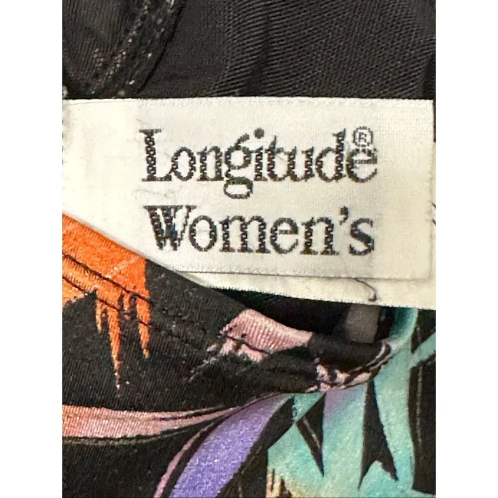 Longitude Size 22 Black Abstract Tie Front Skirted One Piece Swimsuit
